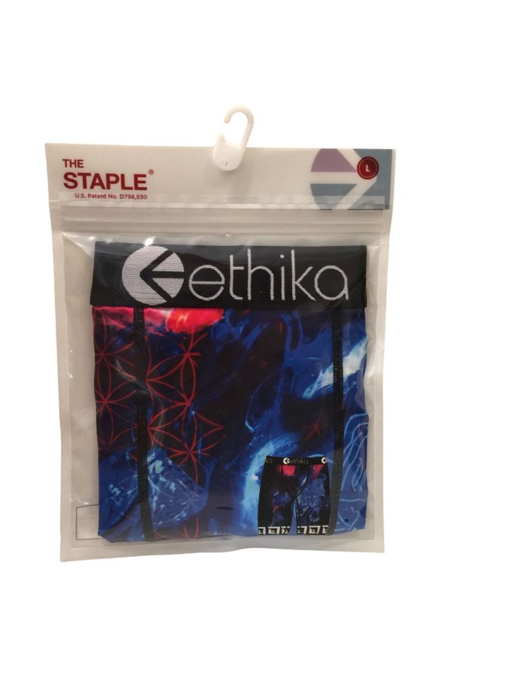 ethika THE STAPLE Abstract Tiger Men's Large Boxer Brief Blue Red